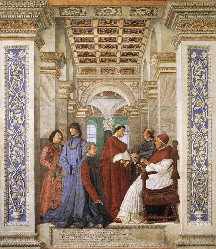 Foundation of the Library painting - Melozzo Da Forli Foundation of the Library art painting